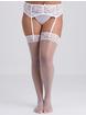 Lovehoney Plus Size White Sheer Lace Top Thigh High Stockings, White, hi-res