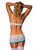 Exposed Luv 1/2 Cup White Floral Lace Bra and Suspender Set, White, hi-res