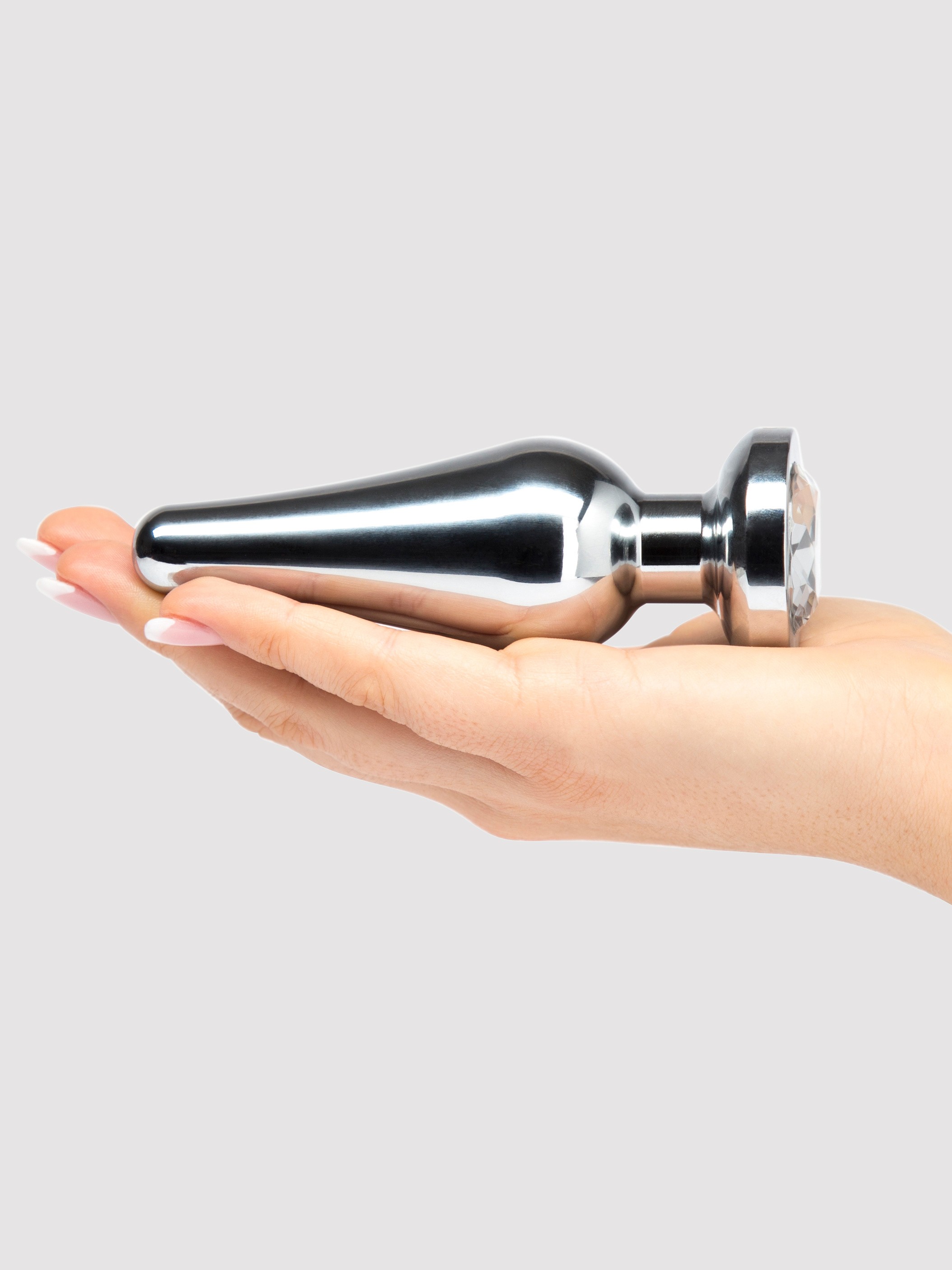 LuxGem Metal Jewelled Butt Plug 4 Inch, Silver, hi-res