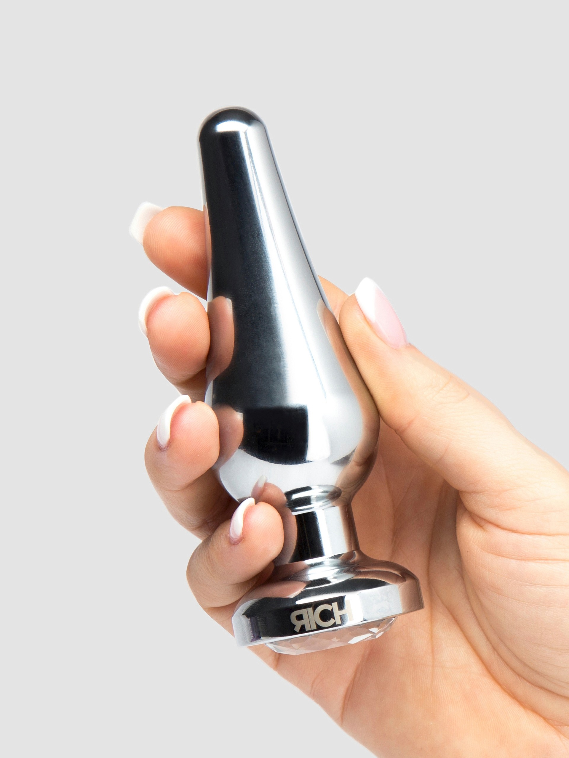 LuxGem Metal Jewelled Butt Plug 4 Inch, Silver, hi-res