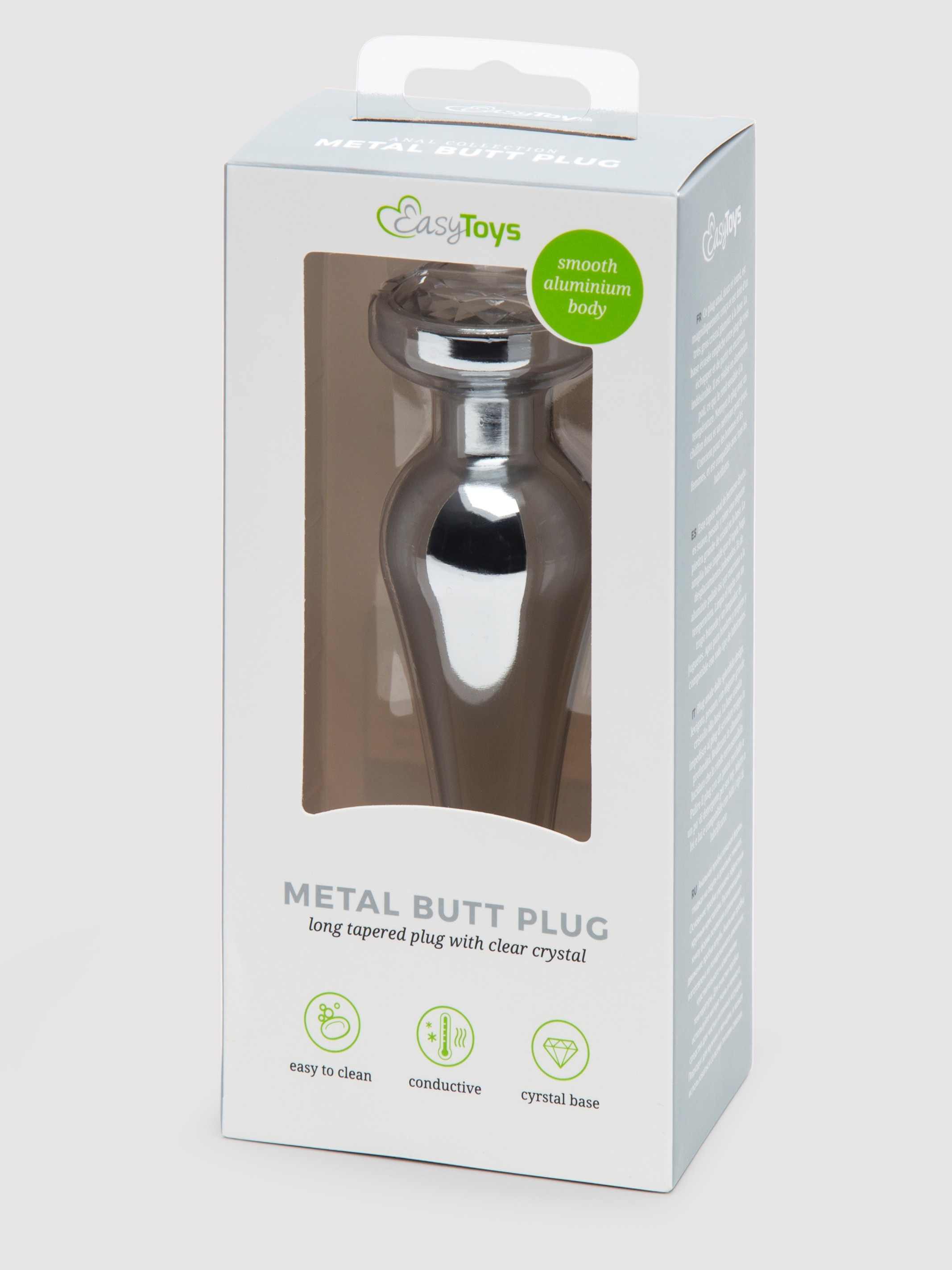 LuxGem Metal Jewelled Butt Plug 4 Inch, Silver, hi-res