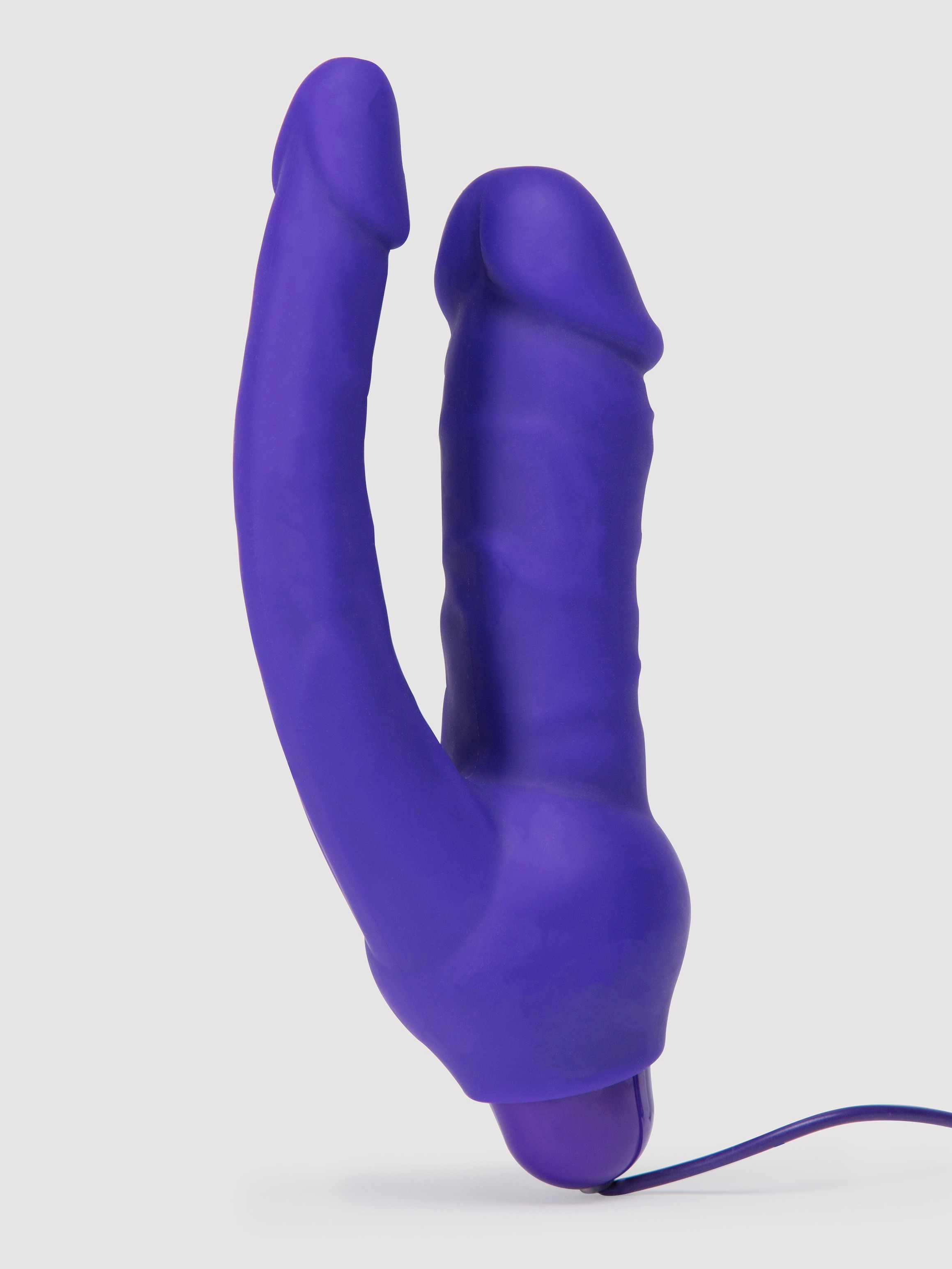 Double O Heaven 10 Function Vibrating Silicone Double Penetration Dildo, Purple, hi-res