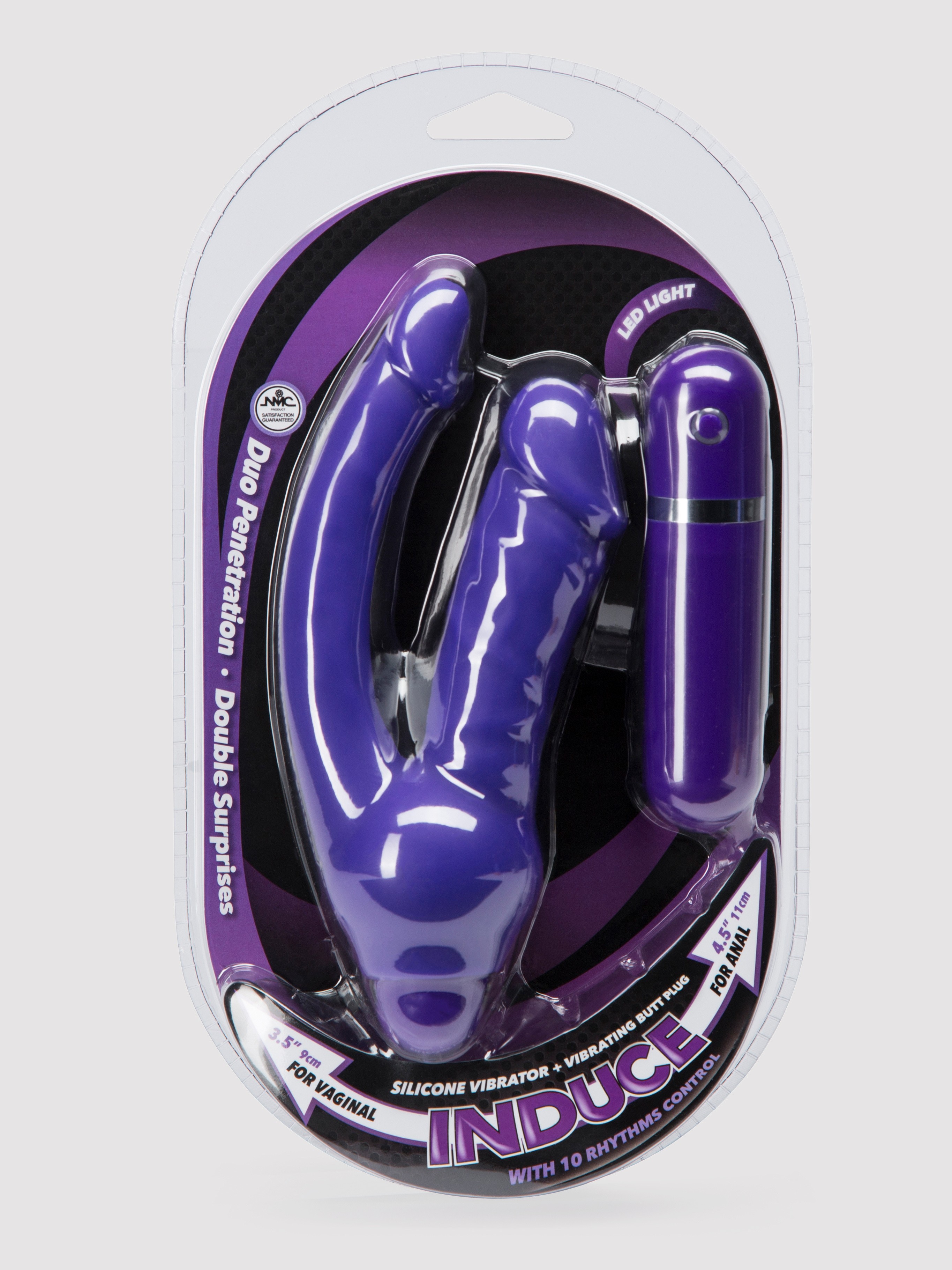 Double O Heaven 10 Function Vibrating Silicone Double Penetration Dildo, Purple, hi-res