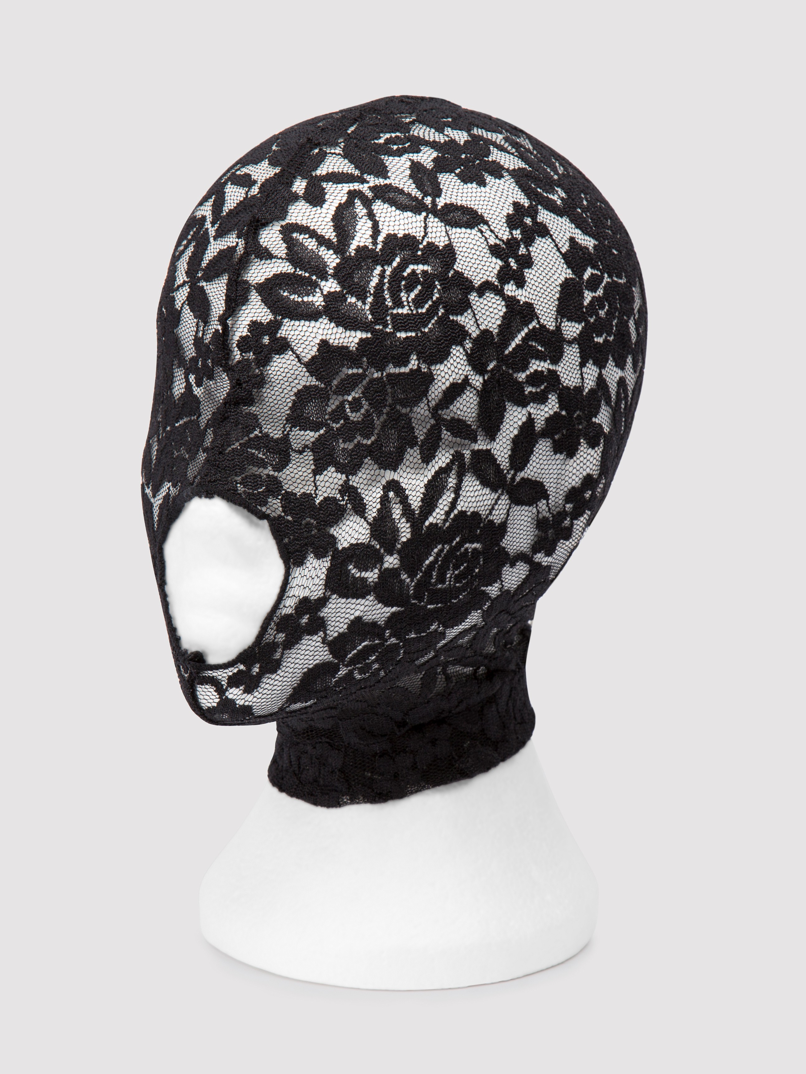 Bondage Boutique Lace Open Mouth Hood, Black, hi-res