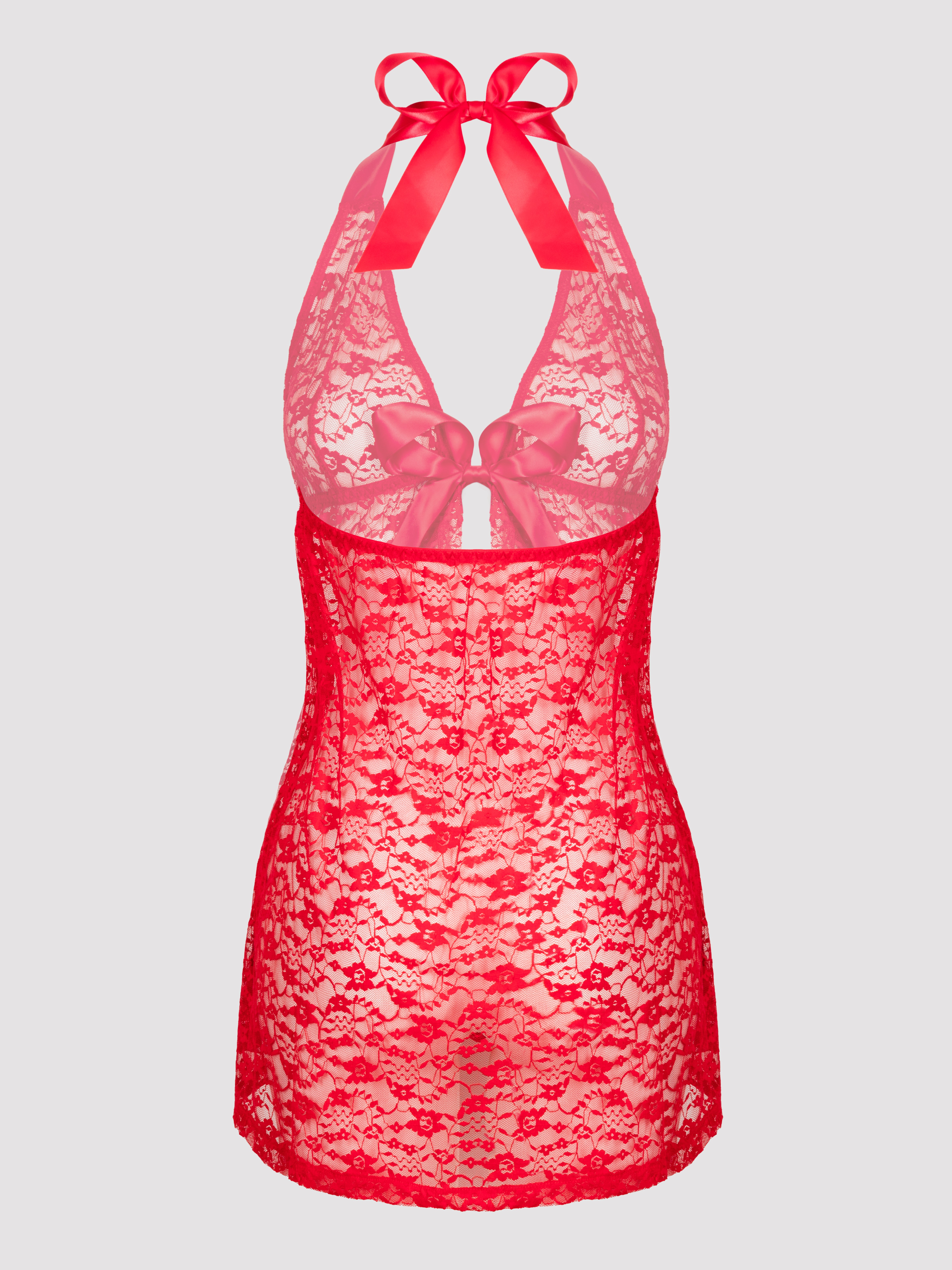 Lovehoney Unwrap Me Red Lace Babydoll, Red, vanilla