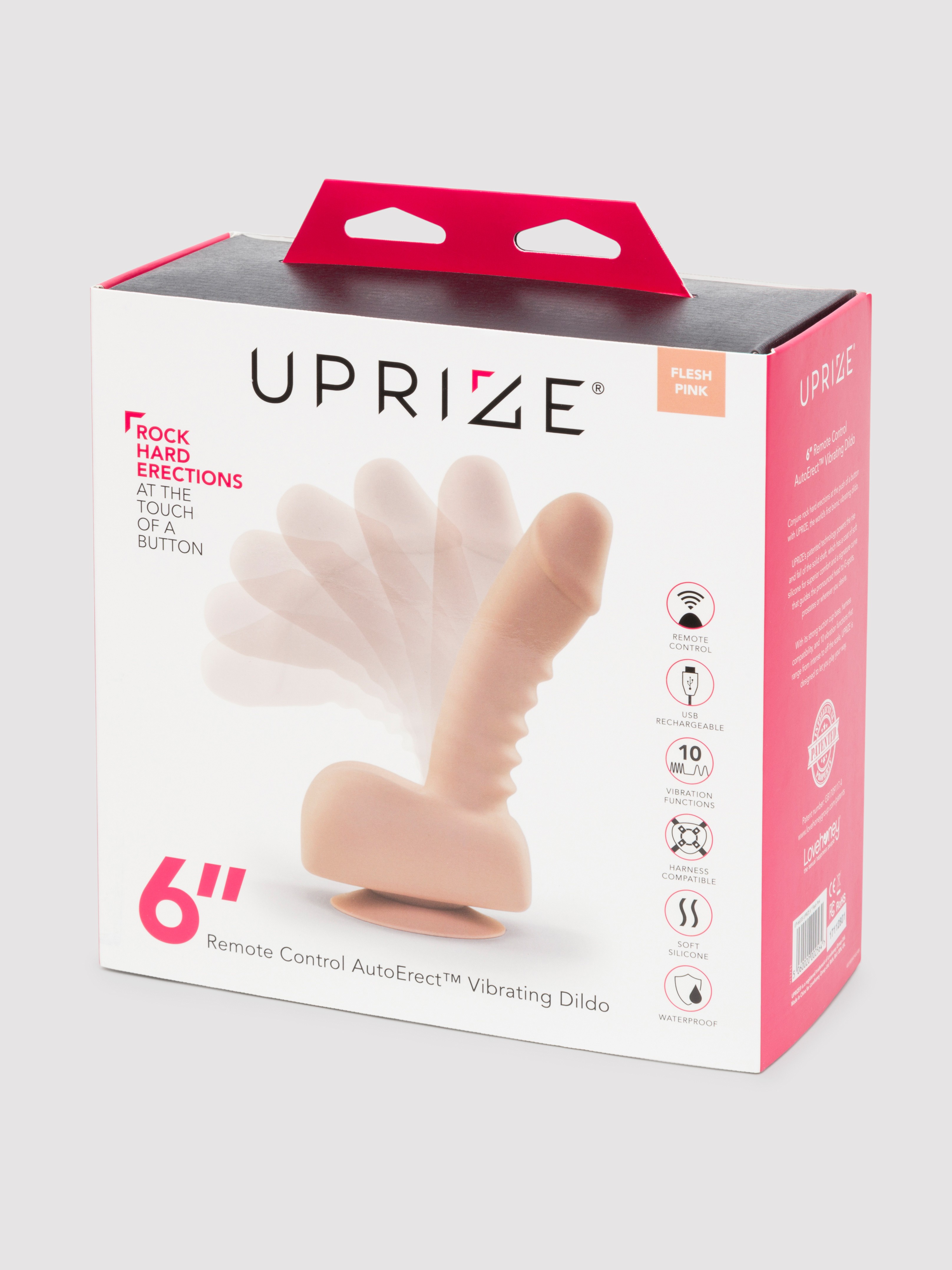 UPRIZE Remote Control Erecting Realistic Dildo Vibrator 6 Inch, Flesh Pink, hi-res