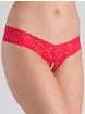 Lovehoney Crotchless Pearl Thong, Red, hi-res
