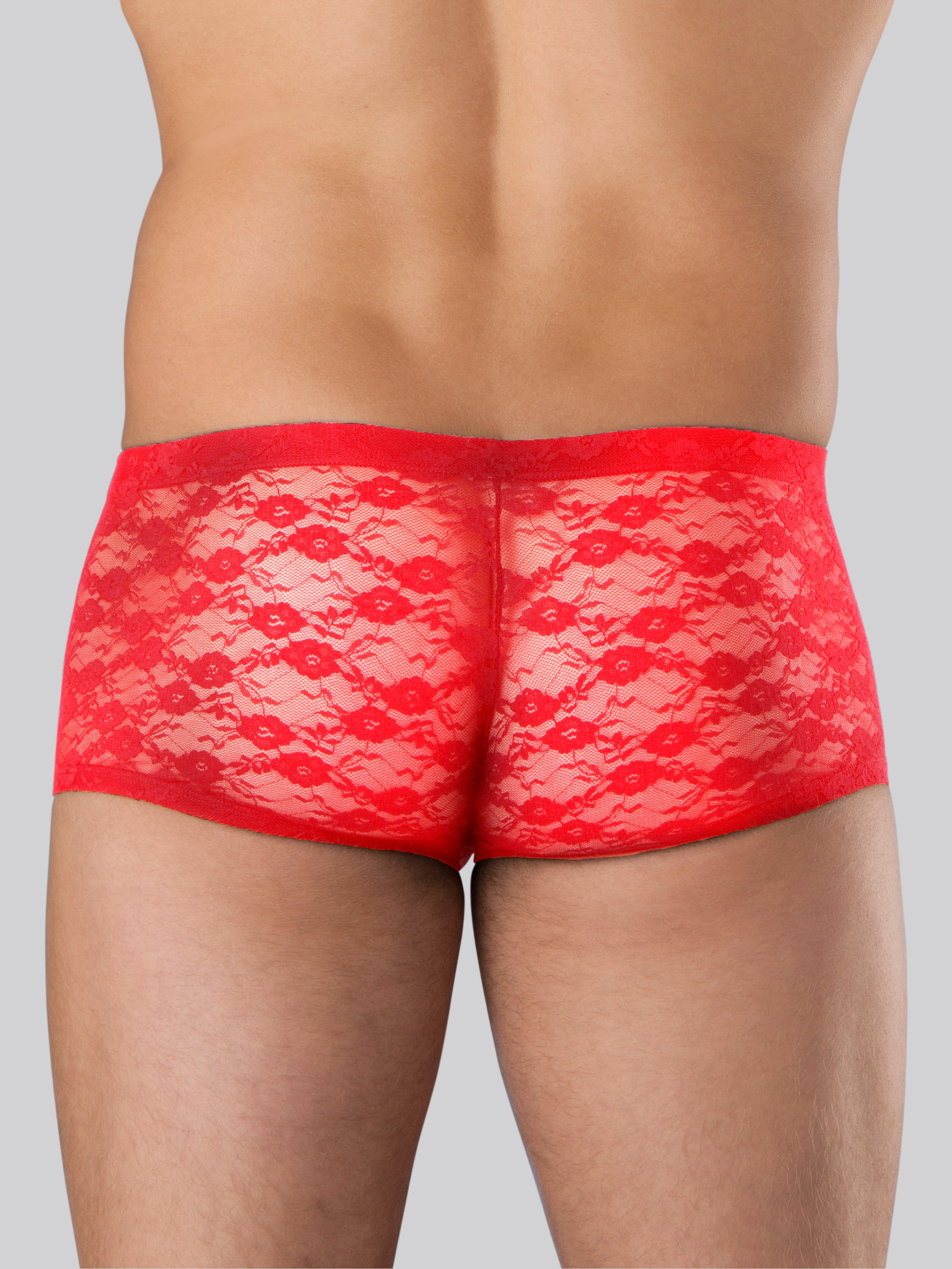 LHM Red Lace Boxer Shorts, Red, hi-res