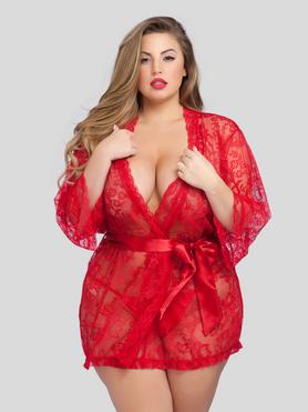 Lovehoney Plus Size Flaunt Me Red Lace Robe