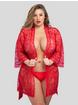 Lovehoney Flaunt Me Floral Lace Robe, Red, hi-res