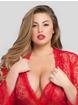 Lovehoney Plus Size Flaunt Me Red Lace Robe, Red, hi-res
