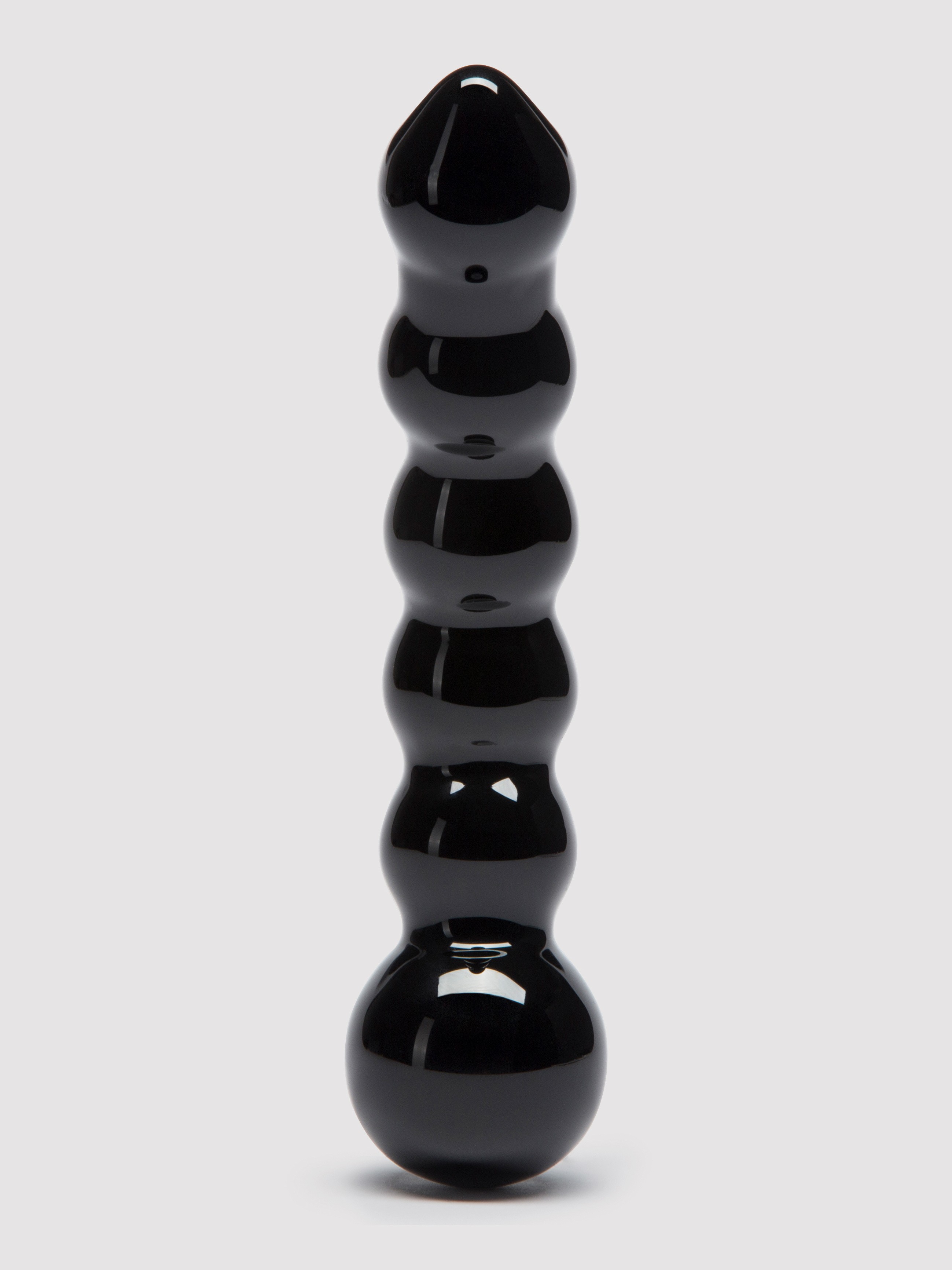 Lovehoney Beaded Sensual Glass Dildo 7 Inch, Black, hi-res