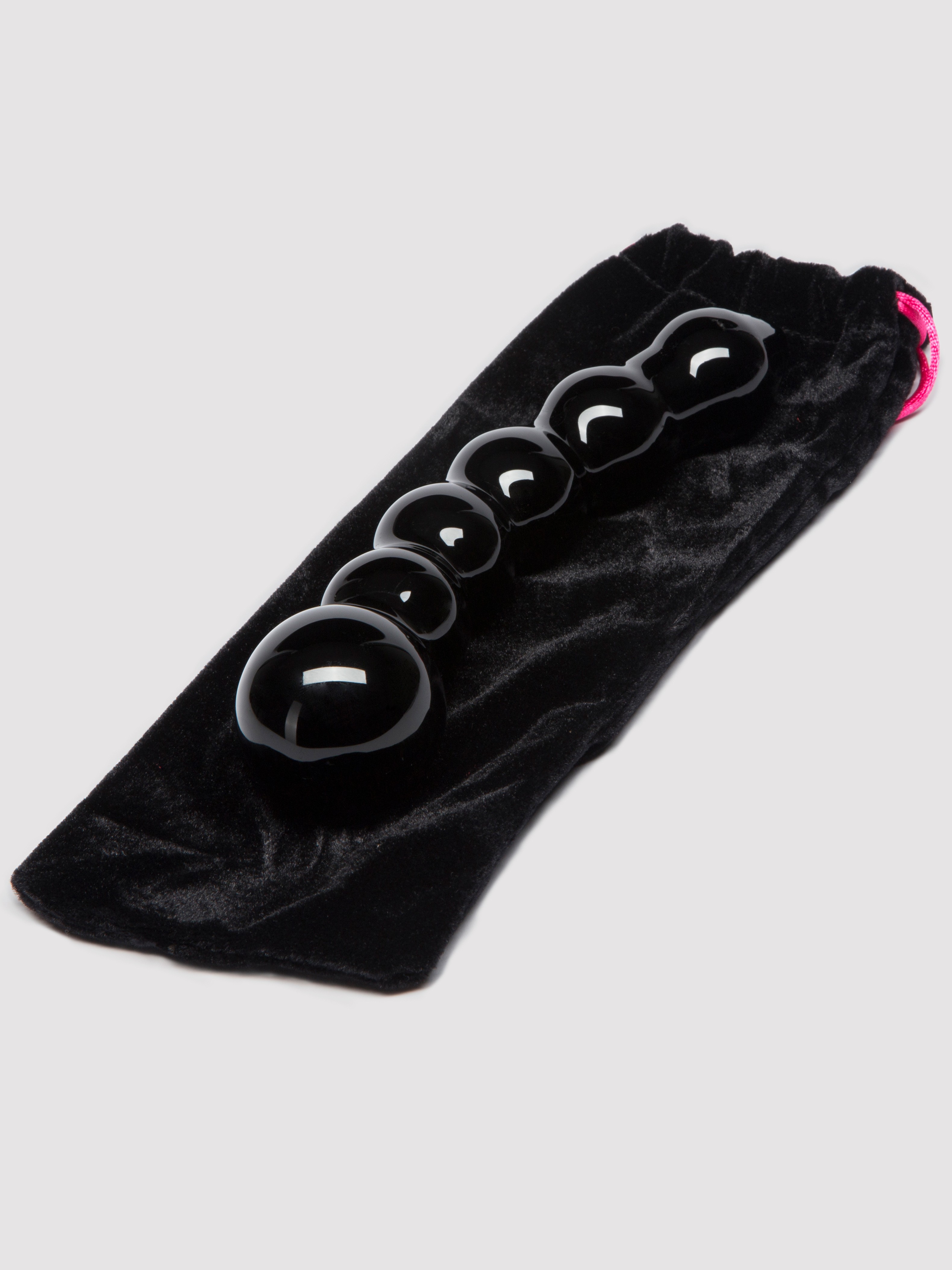 Lovehoney Beaded Sensual Glass Dildo 7 Inch, Black, hi-res