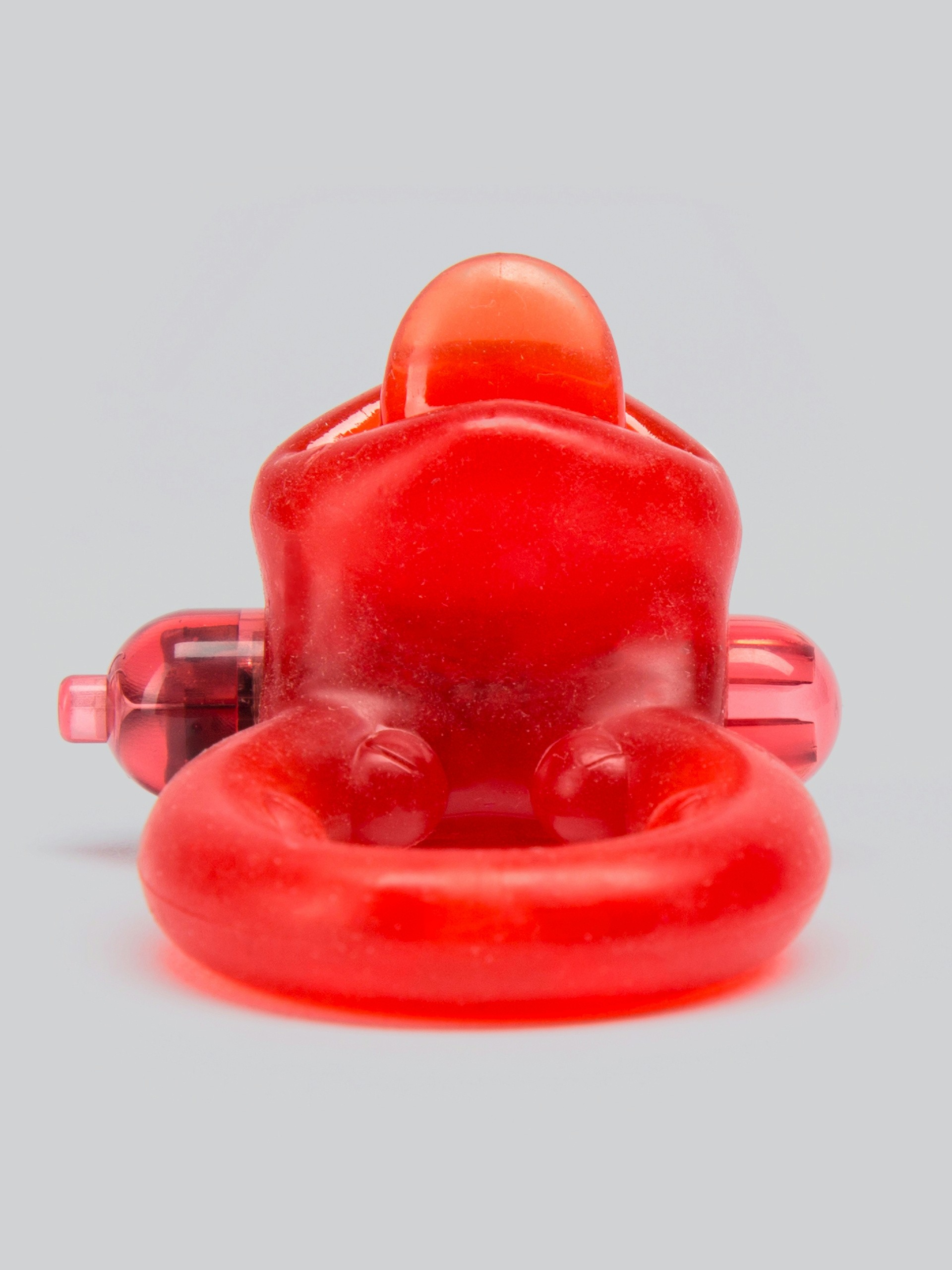 Nubby Clitoral Tongue Extra Quiet Vibrating Cock Ring, Red, hi-res