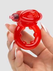 Nubby Clitoral Tongue Extra Quiet Vibrating Cock Ring, Red, hi-res