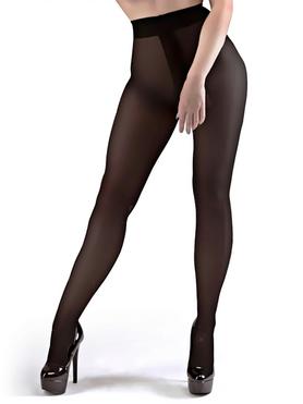 Miss Naughty Crotchless 100 Denier Blackout Opaque Pantyhose