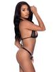 Exposed Access All Areas Wet Look and Mesh Halter Bra Set, Black, hi-res