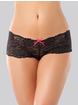 Lovehoney Crotchless Black Lace Shorts with Removable Garter Straps, Black, hi-res