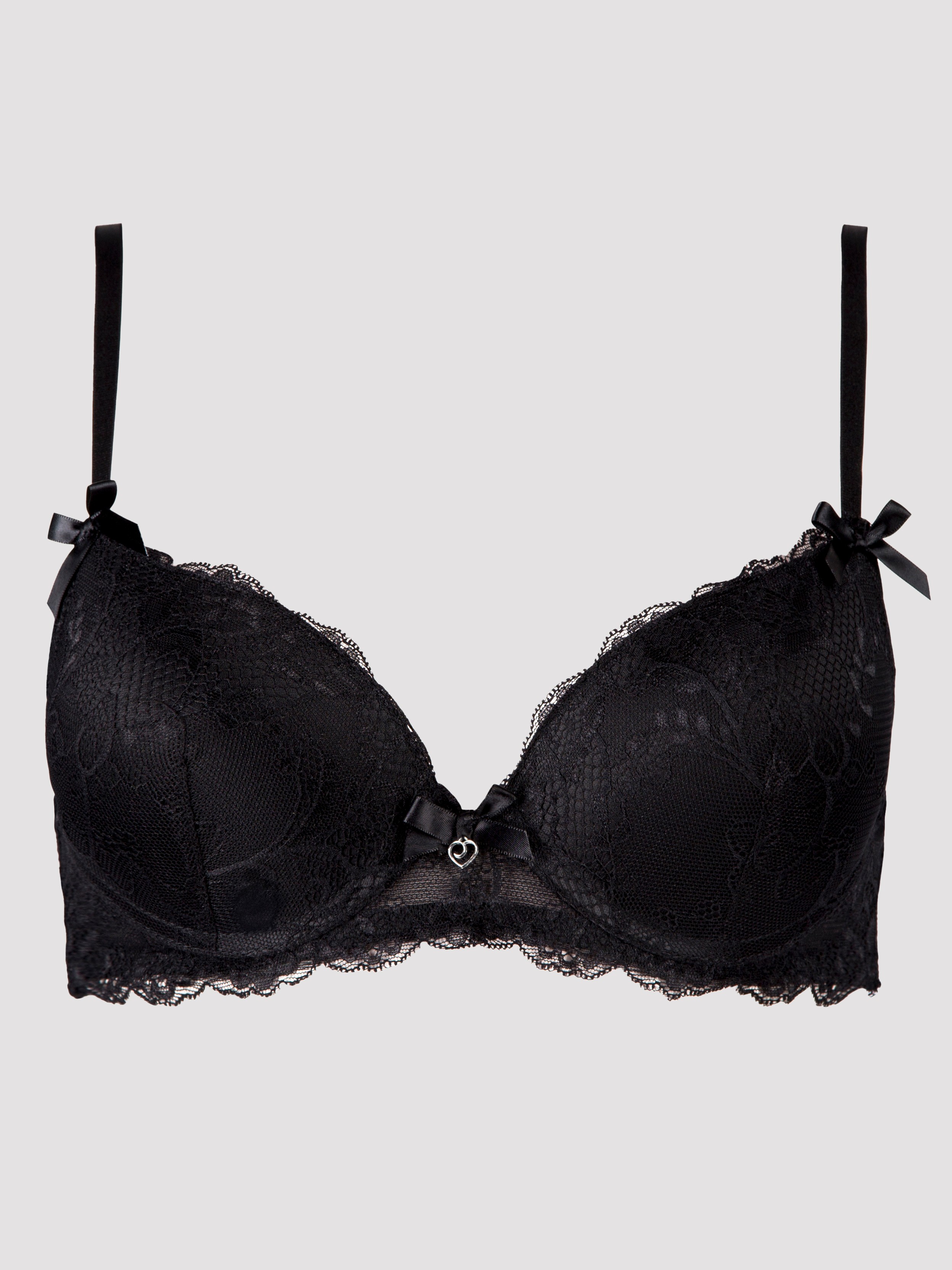 Lovehoney Love Me Lace Push-Up Bra, Black, hi-res