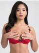 Lovehoney Love Me Lace 1/2 Cup Bra, Red, hi-res