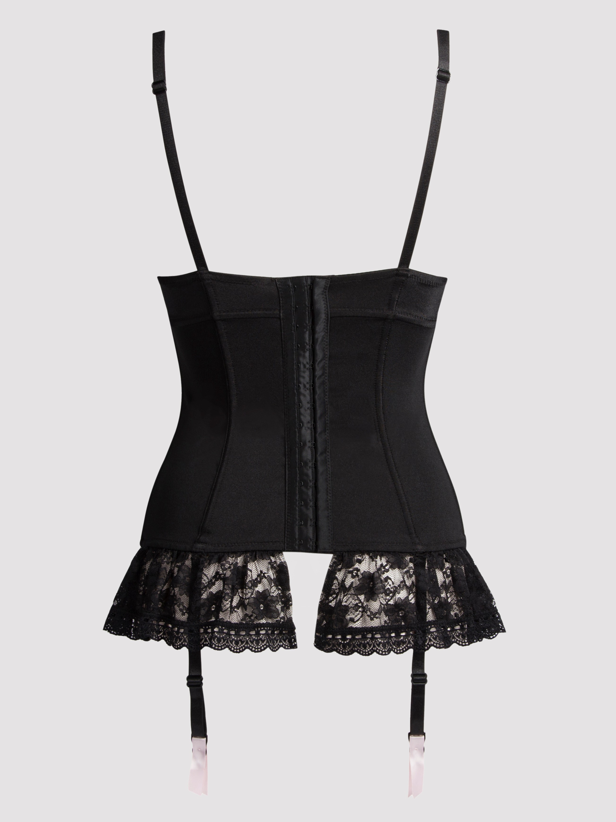 Lovehoney Seduce Me Push-Up Basque Set, Black, hi-res