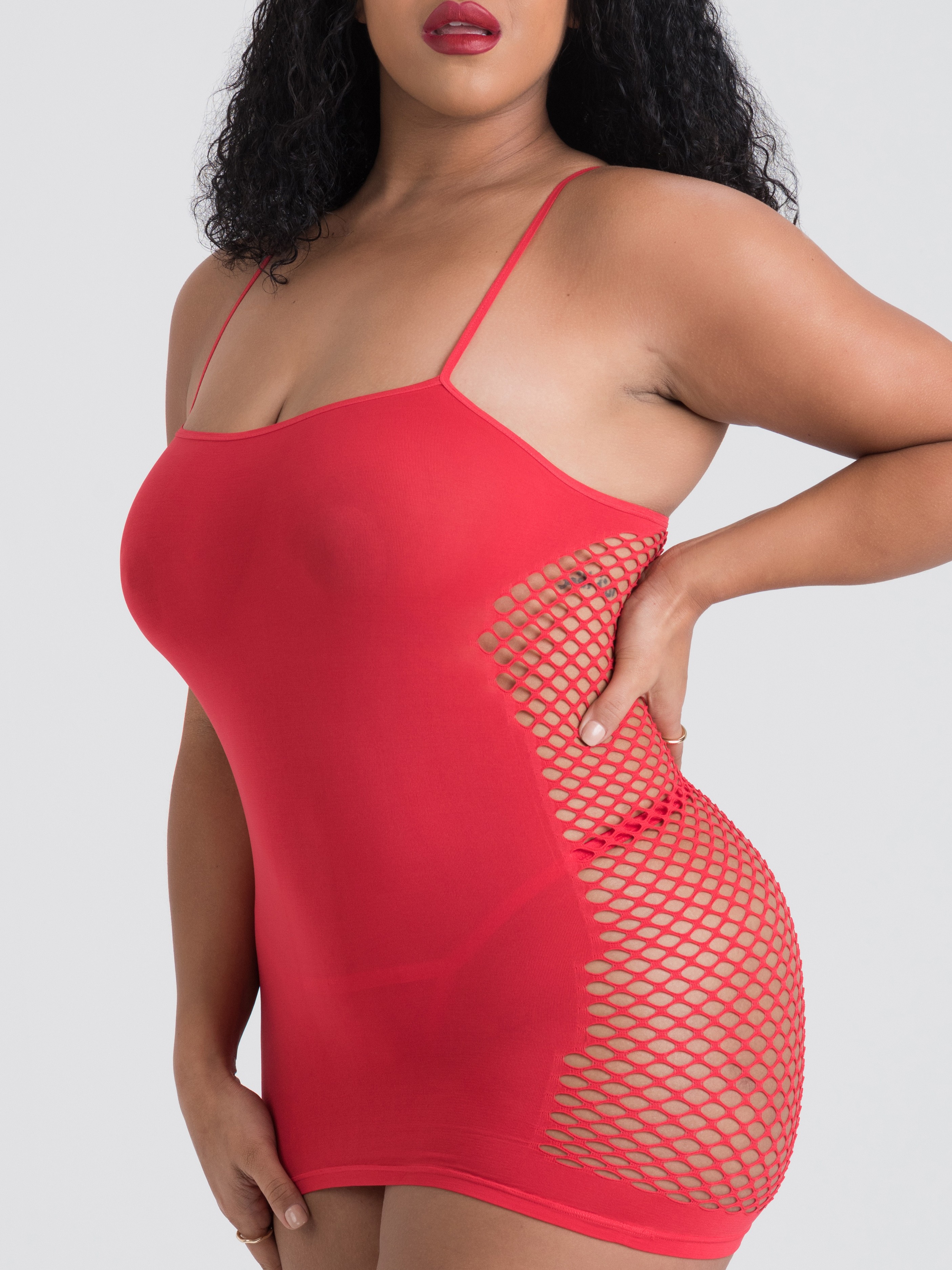 Lovehoney Hourglass Black Mini Dress, Red, vanilla