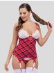 Lovehoney Fantasy Tartan and Lace Bustier Set, Red, hi-res