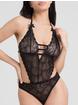 Lovehoney Crotchless Open-Back Lace Teddy, Black, hi-res