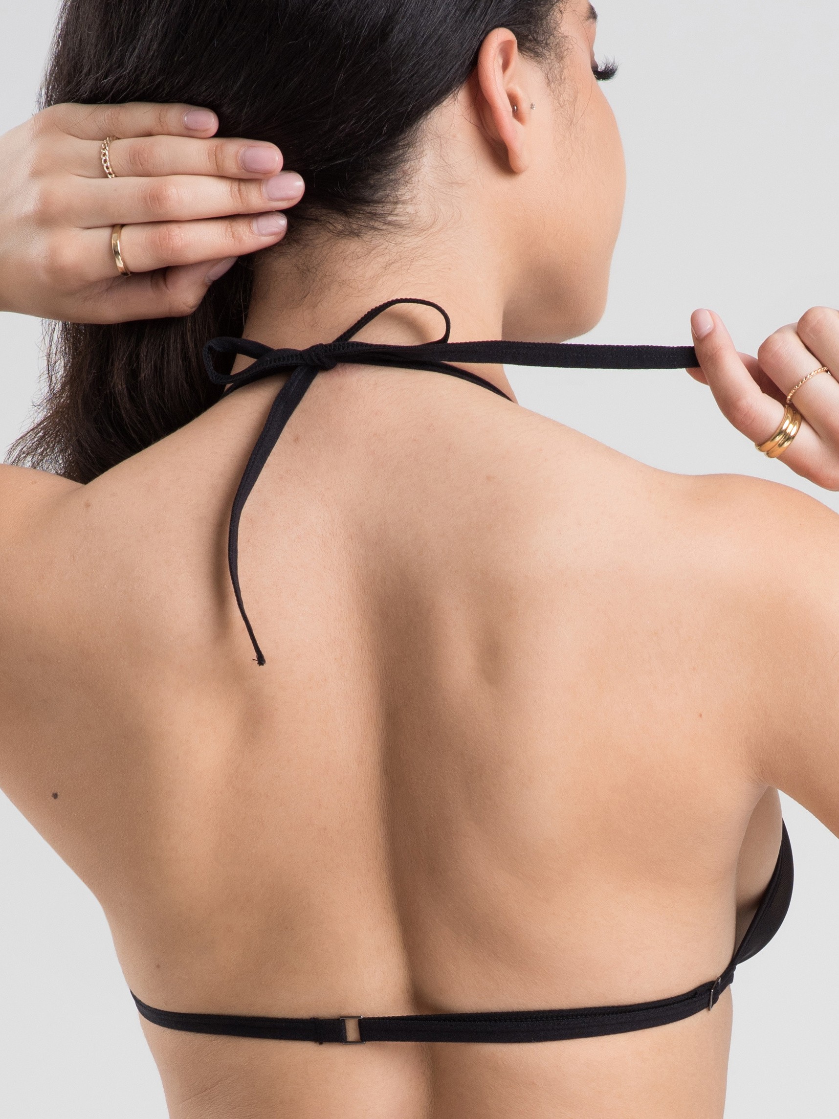 Lovehoney Sheer Triangle Bra and Crotchless G-String Set, Black, hi-res