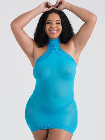 Lovehoney Plus Size Turquoise Halterneck Mini Dress