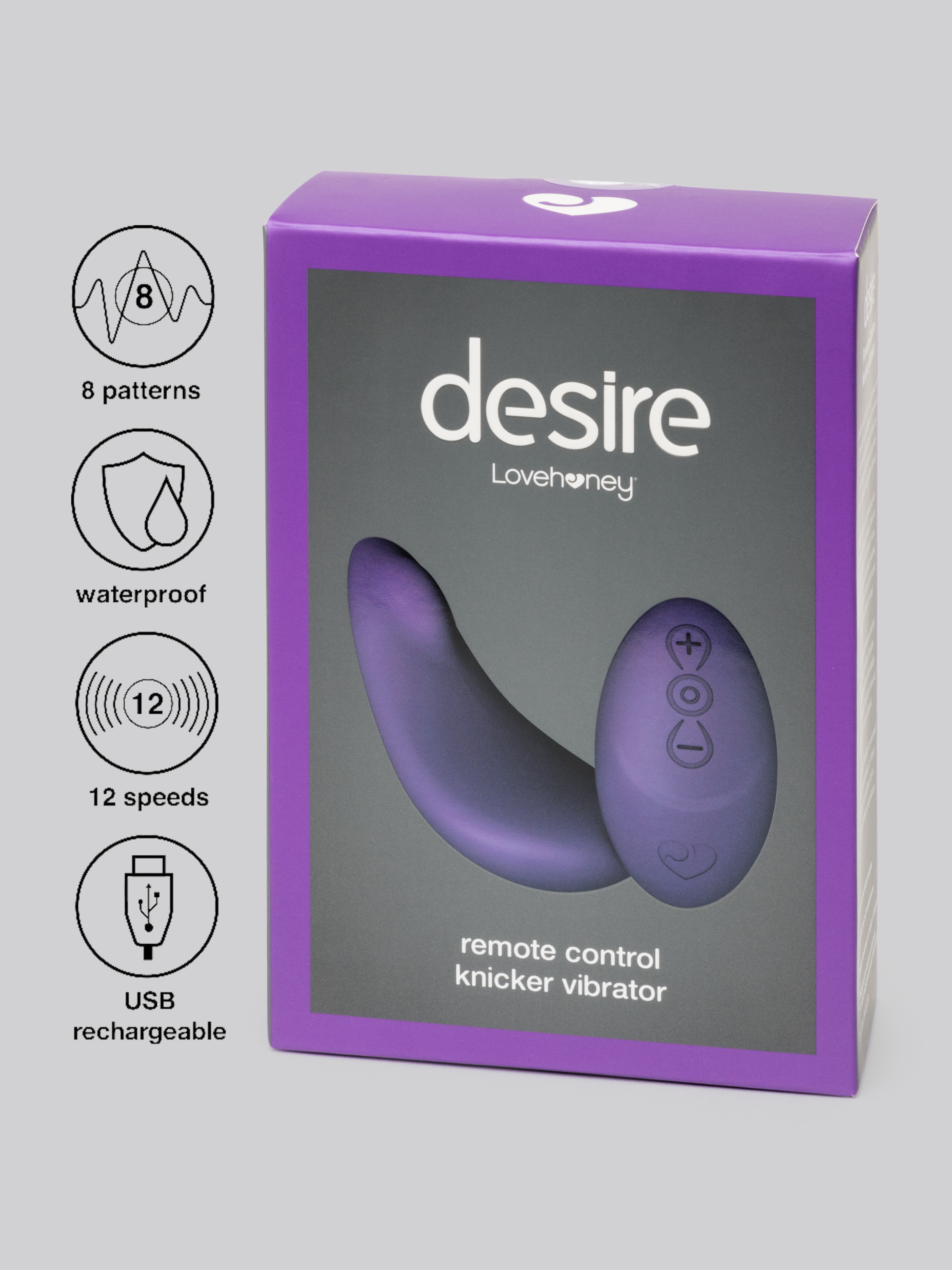 Desire Luxury Rechargeable Remote Control Knicker Vibrator, Purple, hi-res