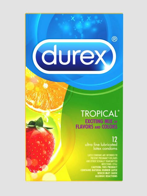 Durex Tropical Mixed Flavored Latex Condoms (12 Count), , hi-res