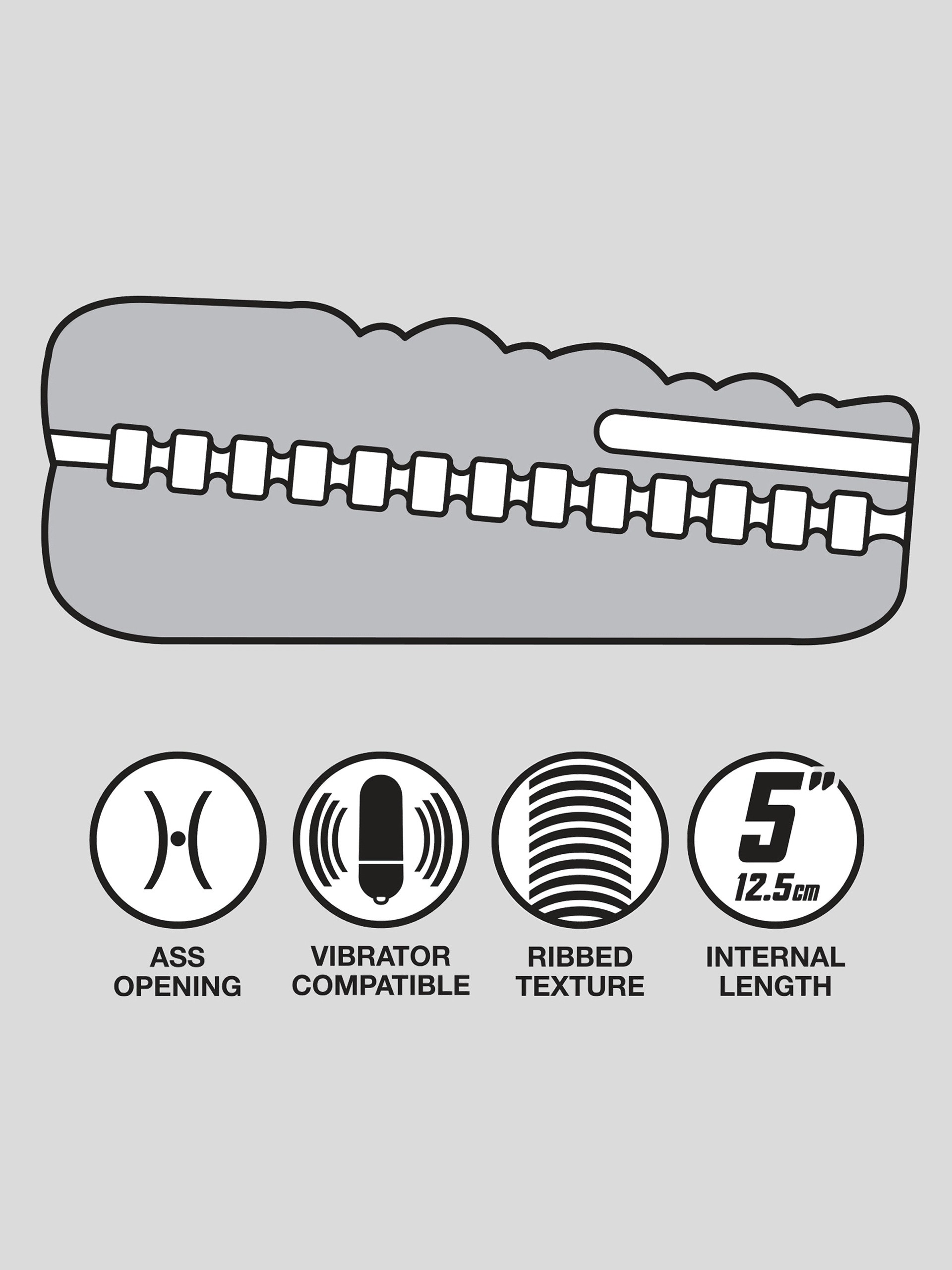 THRUST Pro Mini Andi Super Ribbed Pocket Ass 205g, Flesh Pink, hi-res