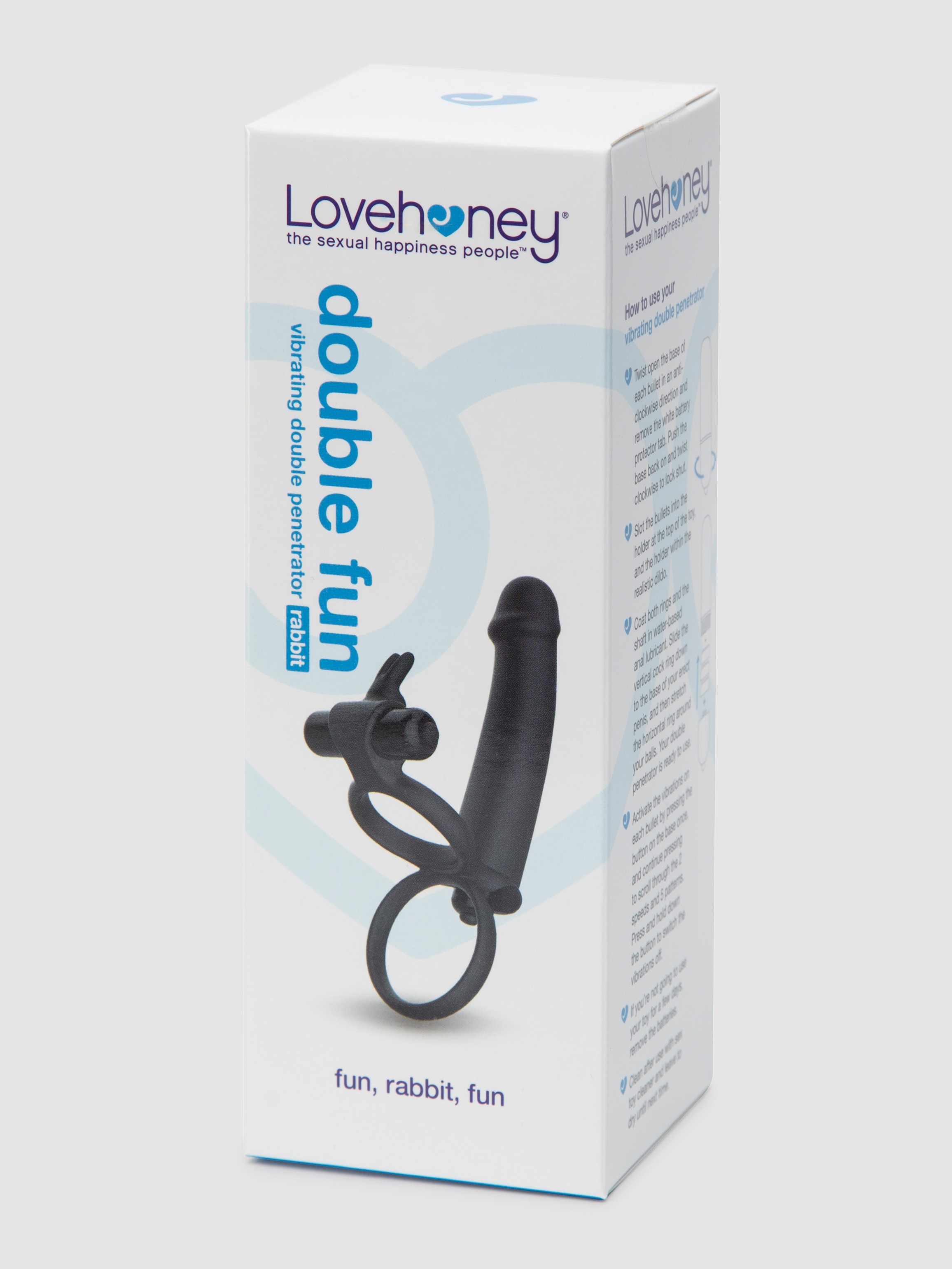 Lovehoney Double Fun Vibrating Rabbit Double Penetration Strap-On, Black, hi-res