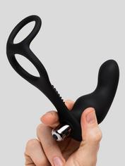 Rocks Off Ro-Zen Pro Twin Cock Ring with 10 Function Rechargeable Butt Plug, Black, hi-res