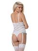 Exposed Luv Floral Lace Crotchless Open Cup Body Set, White, hi-res