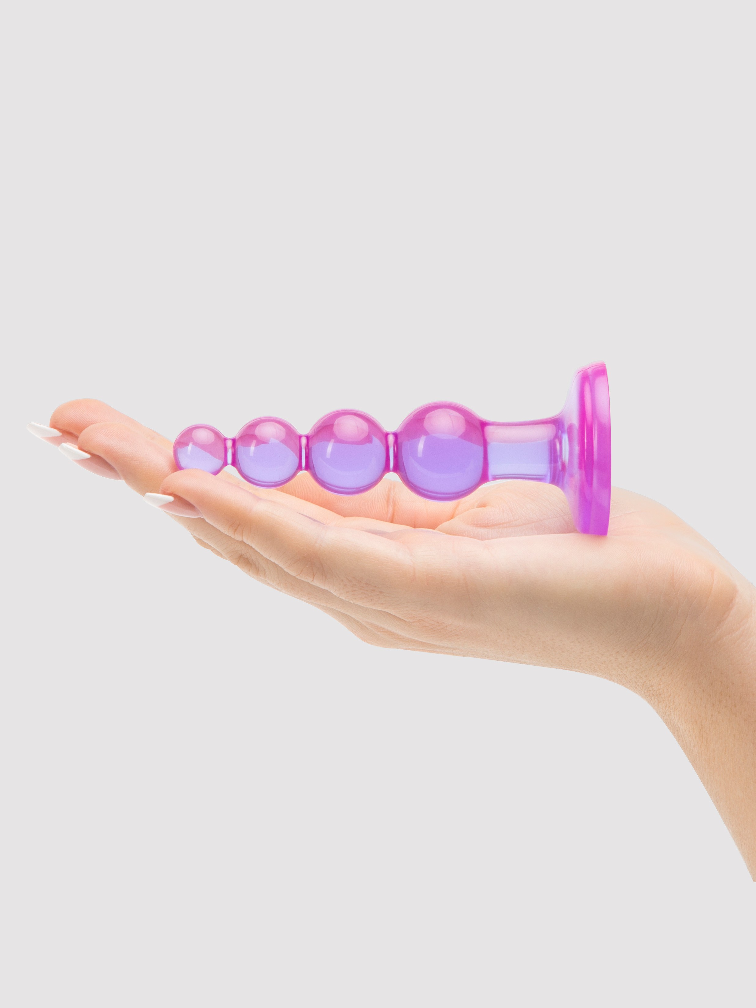 BASICS Beaded Slimline Butt Plug, Purple, hi-res