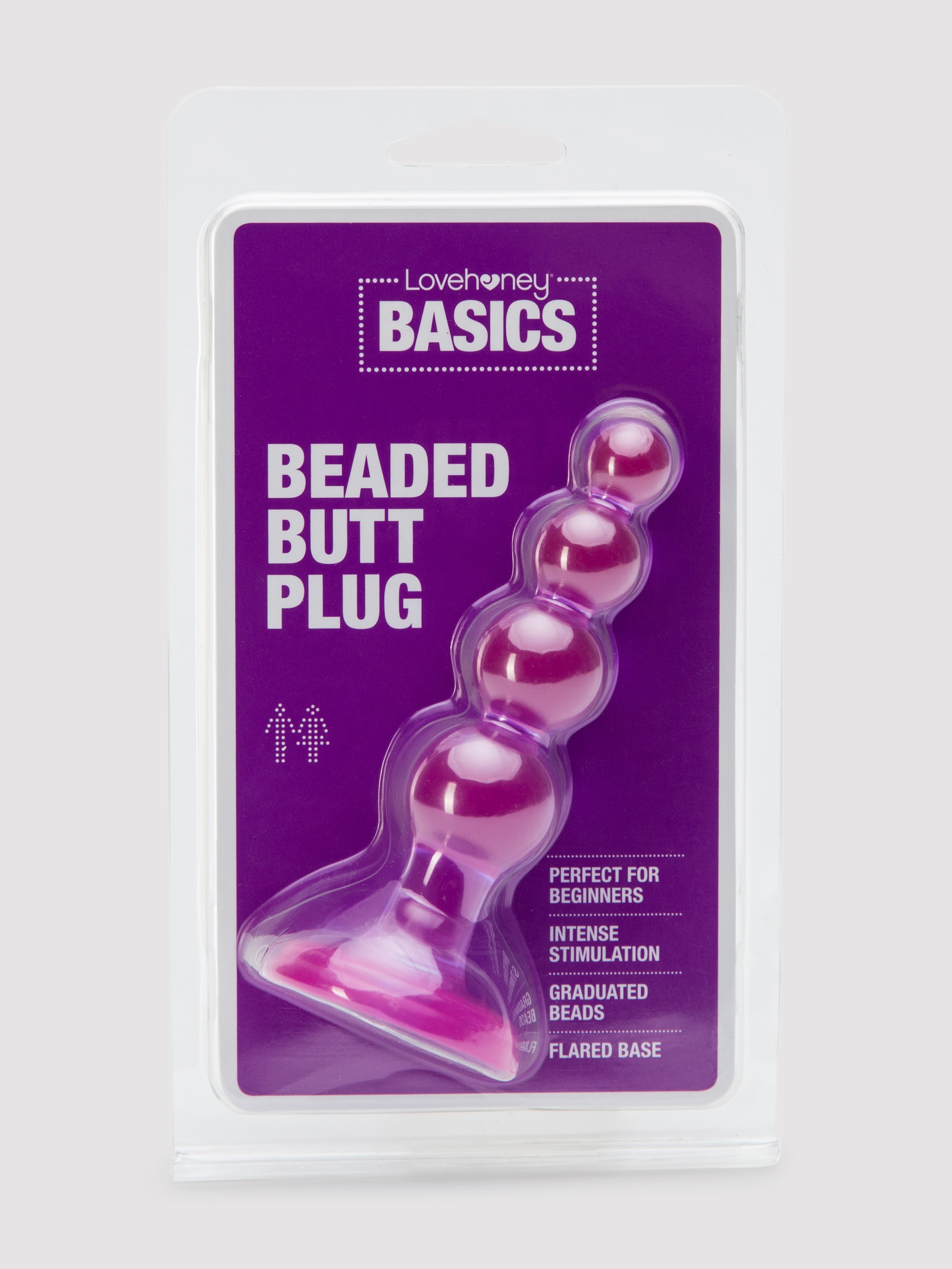 BASICS Beaded Slimline Butt Plug, Purple, hi-res