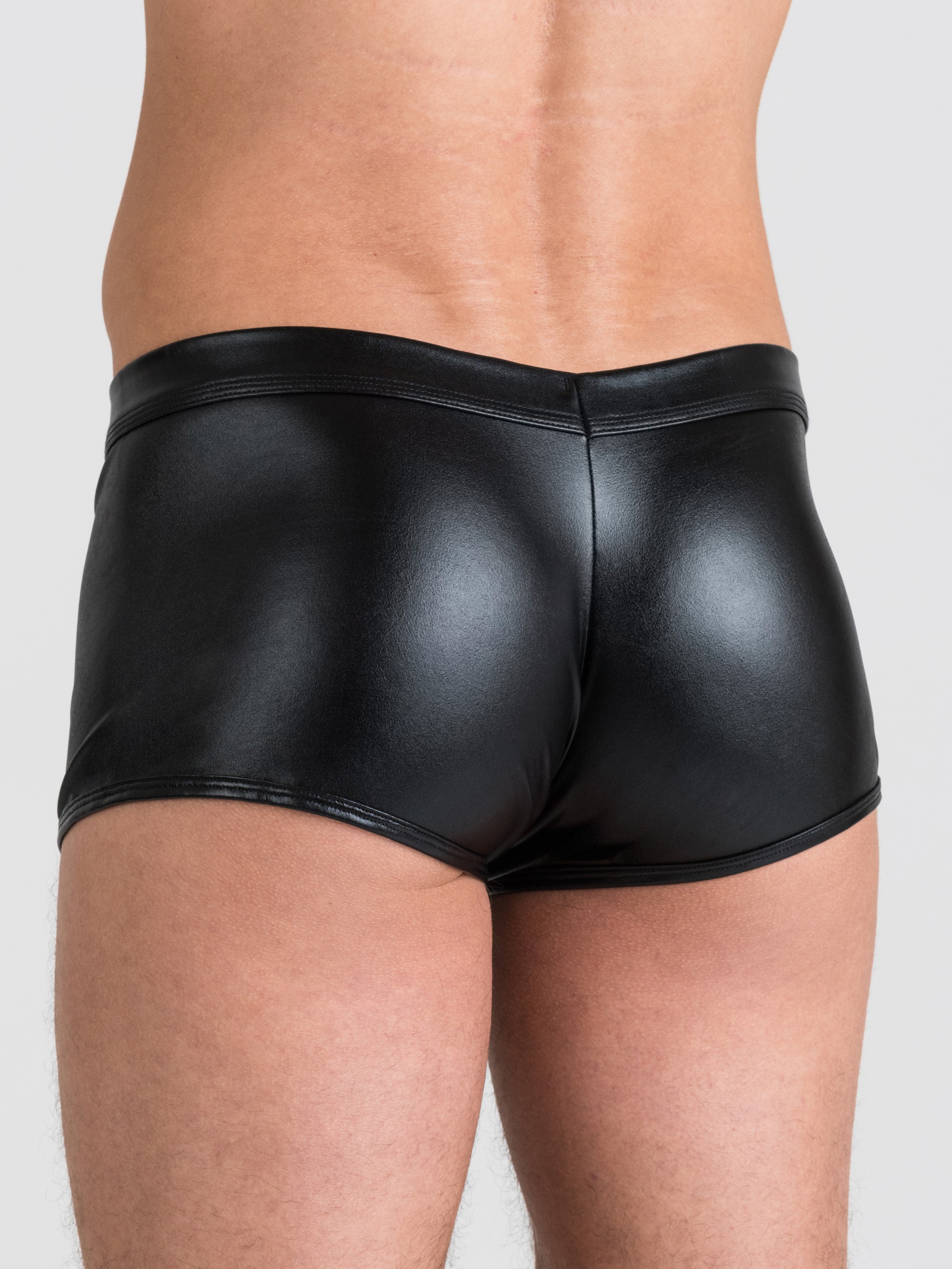 LHM Wet Look Boxer Shorts, Black, vanilla