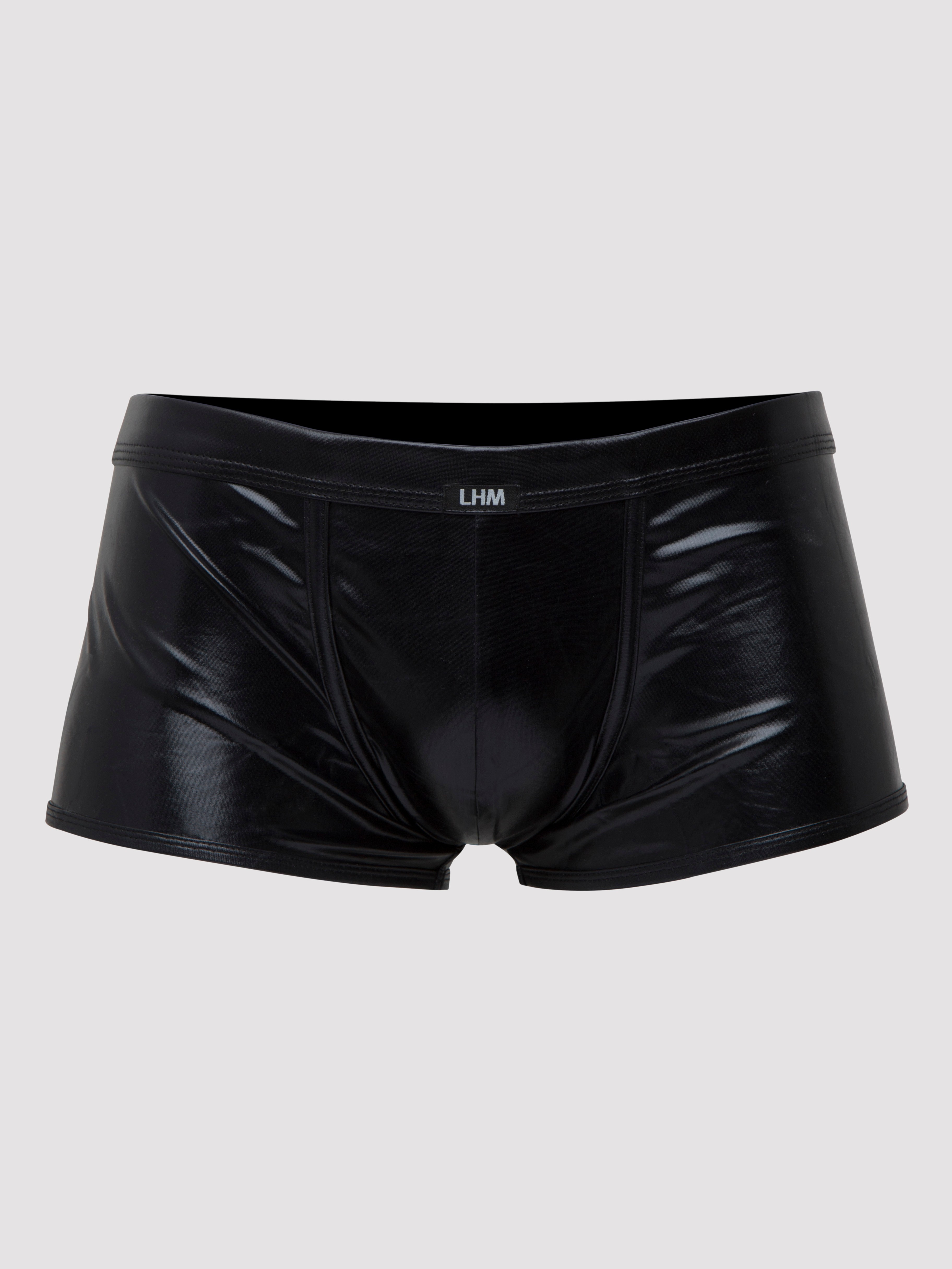 LHM Wet Look Boxer Shorts, Black, hi-res