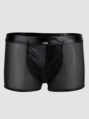 LHM Wet Look and Sheer Mesh Boxer Shorts, Black, hi-res