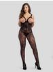 Lovehoney Love On Top Crotchless Open Cup Bodystocking, Black, hi-res