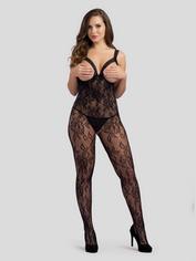 Lovehoney Love On Top Crotchless Open Cup Bodystocking, Black, hi-res