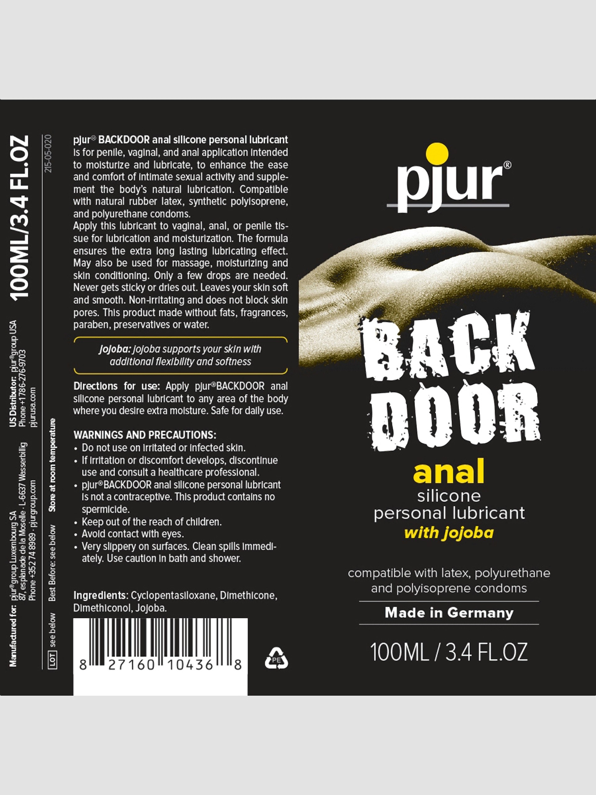 pjur Back Door Silicone Anal Lubricant 3.4 fl oz, , hi-res