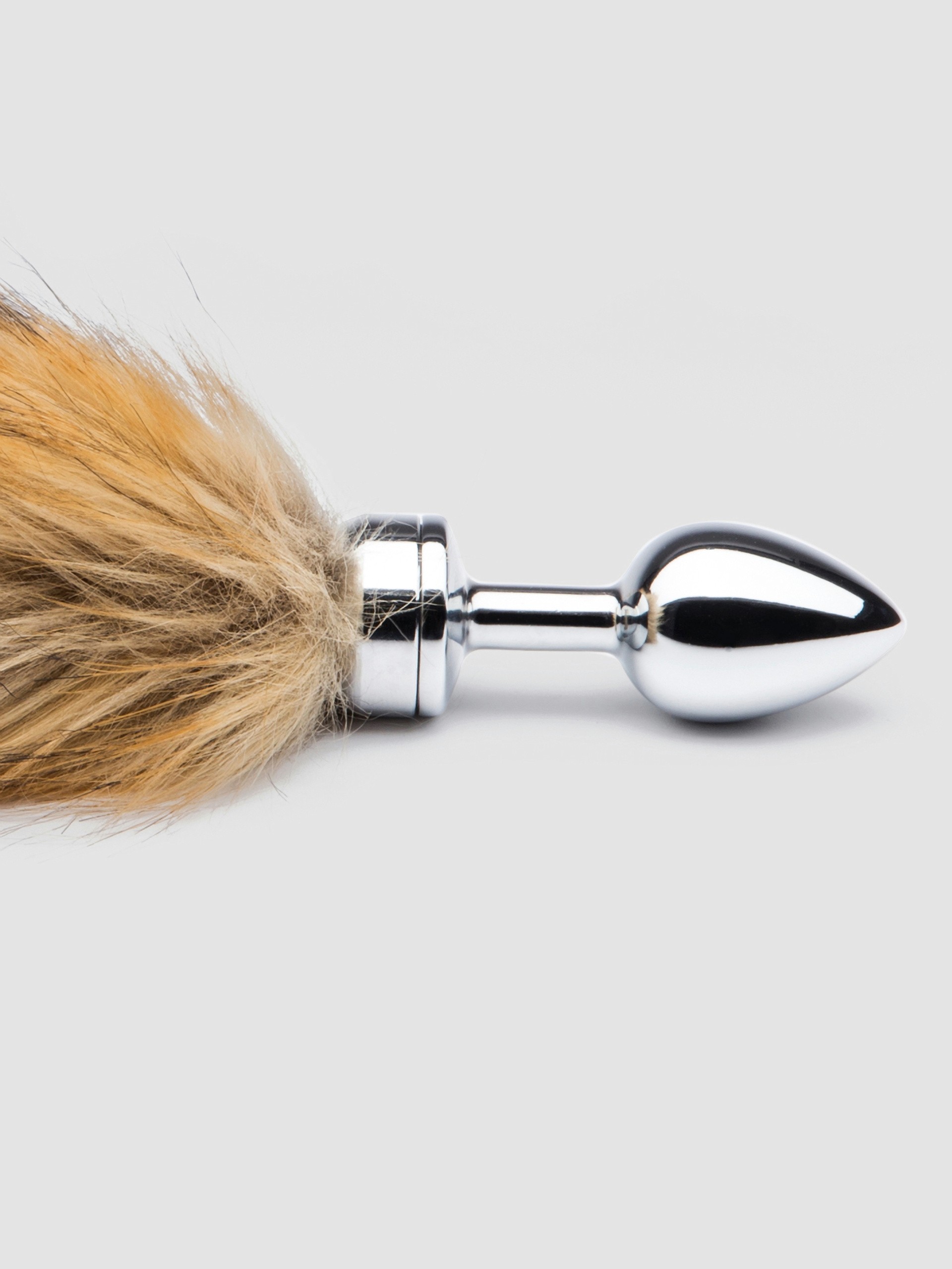 DOMINIX Deluxe Stainless Steel Medium Faux Fox Tail Butt Plug, Silver, hi-res