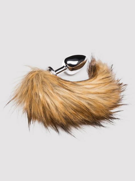 DOMINIX Deluxe Large Stainless Steel Faux Fox Tail Butt Plug 4 Inch, Silver, hi-res