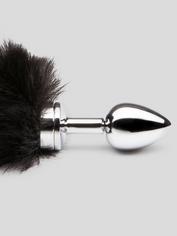 DOMINIX Deluxe Stainless Steel Medium Faux Fur Animal Tail Butt Plug, Black, hi-res