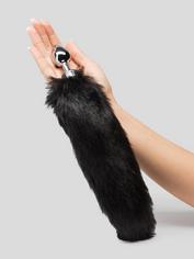 DOMINIX Deluxe Stainless Steel Medium Faux Fur Animal Tail Butt Plug, Black, hi-res