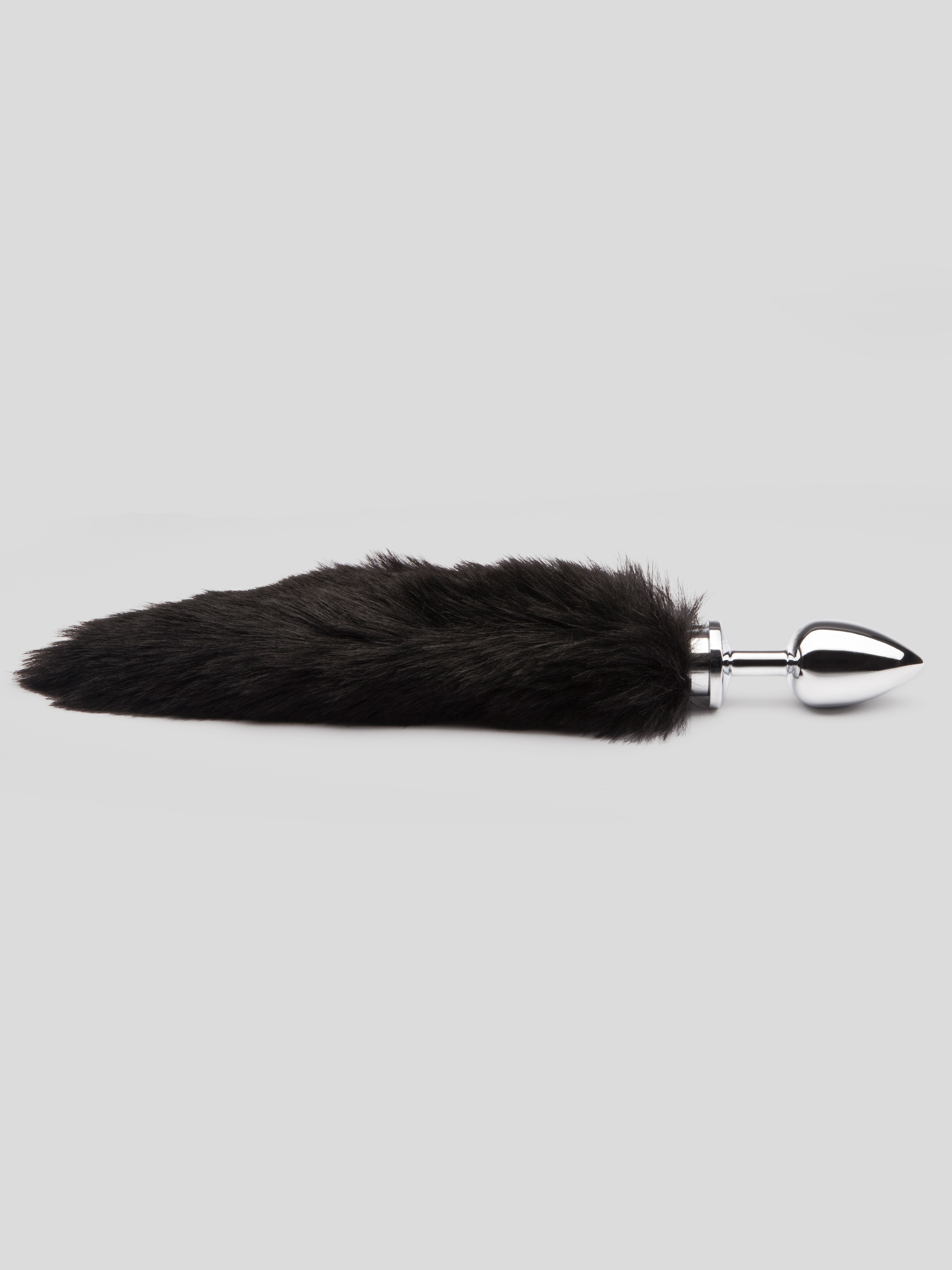 DOMINIX Deluxe Large Stainless Steel Faux Fur Animal Tail Butt Plug, Black, hi-res
