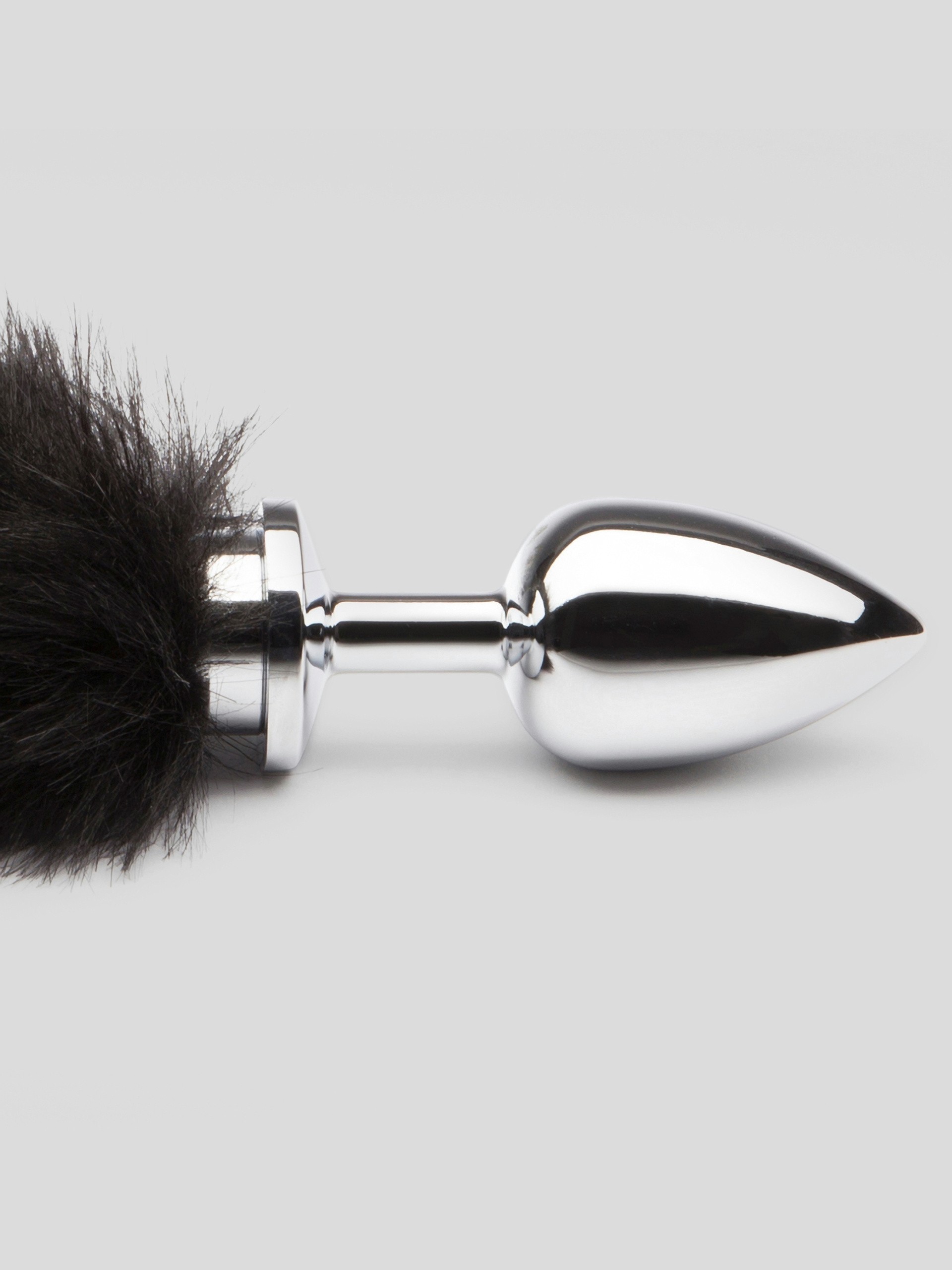 DOMINIX Deluxe Large Stainless Steel Faux Fur Animal Tail Butt Plug, Black, hi-res